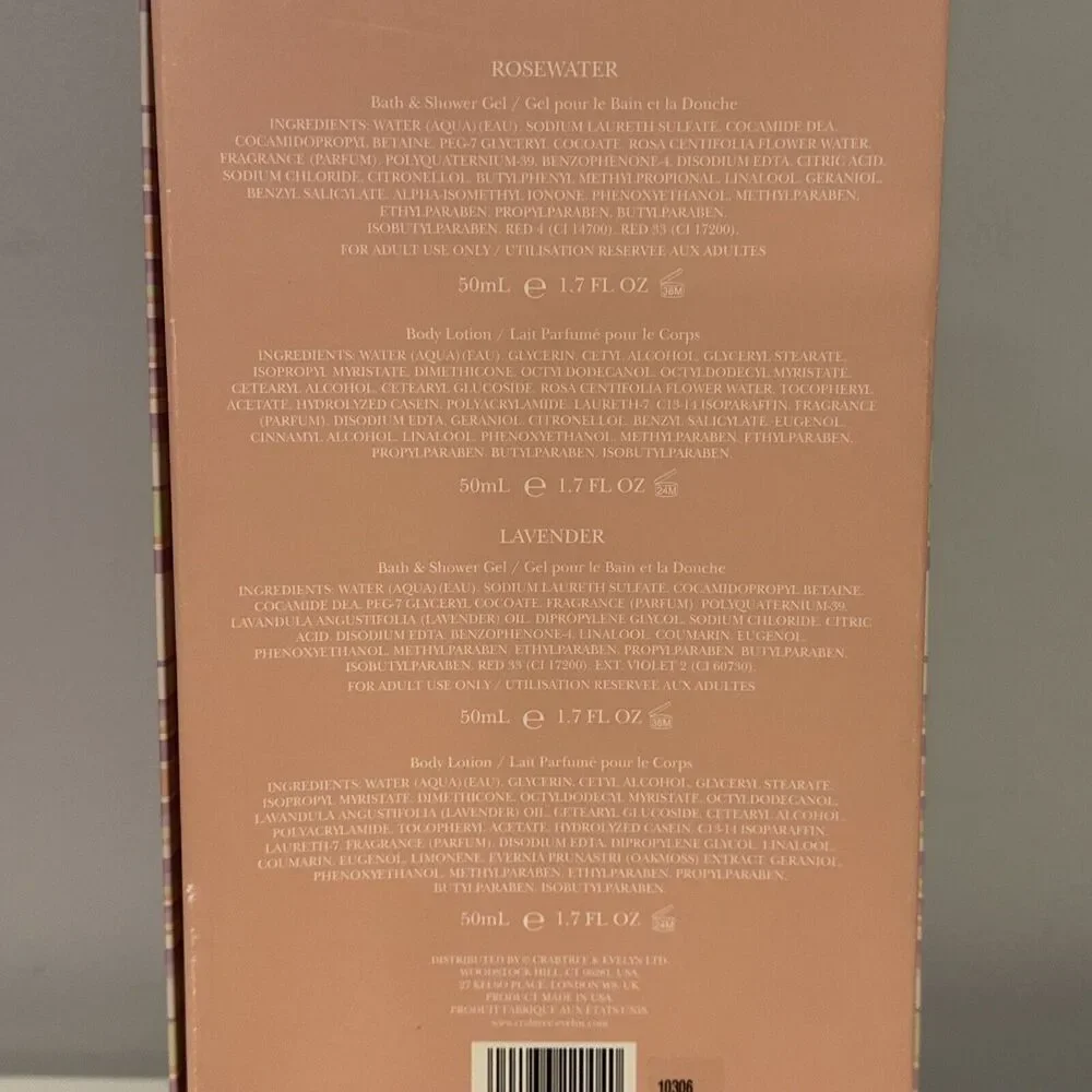 4pcs CRABTREE & EVELYN LA Lavender & Rosewater Mini CARE KIT 1.7 oz New - Picture 2 of 2